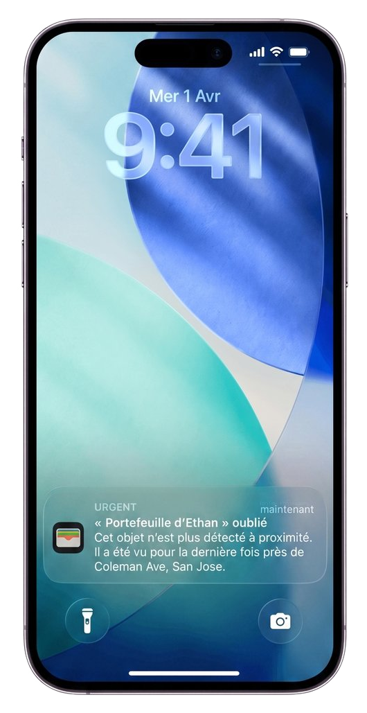 Alerte d oubli sur l ecran de l iPhone